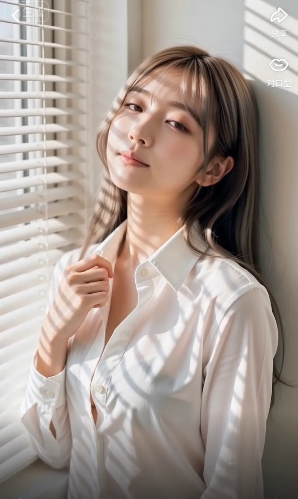 Main Character: A young East Asian woman with light brownish-gray long straight 